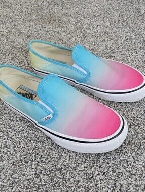 Vans Ombre Classic Canvas Slip-On Sneakers Shoes Women's Size 9.5  Pink and Blue
